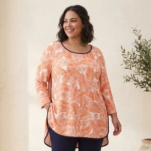 Ruby Road Tropical Palm Leaf Print Top